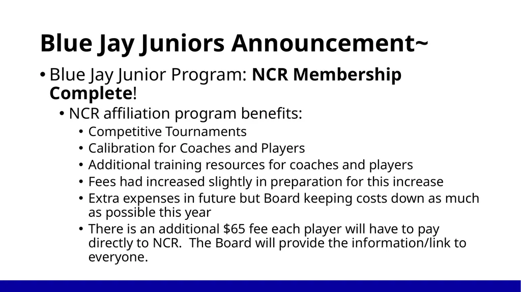 Blue Jay Juniors: Program Vision & Future Spring - slide 4 of 11
