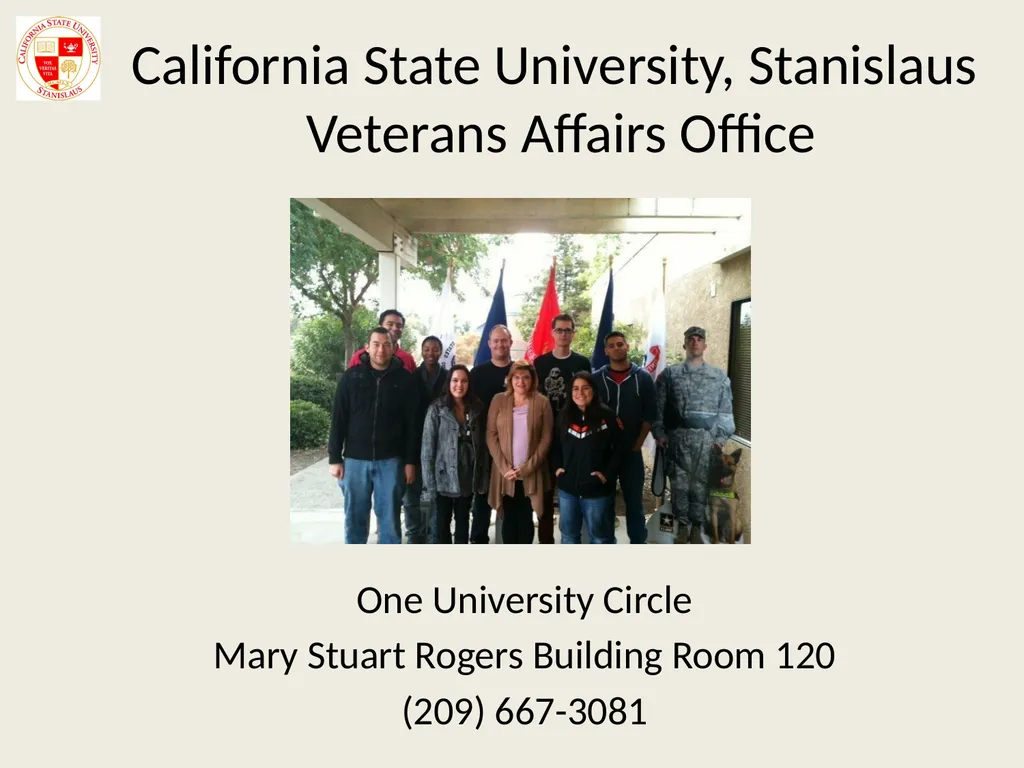 California State University, Stanislaus Veterans - slide 1 of 20
