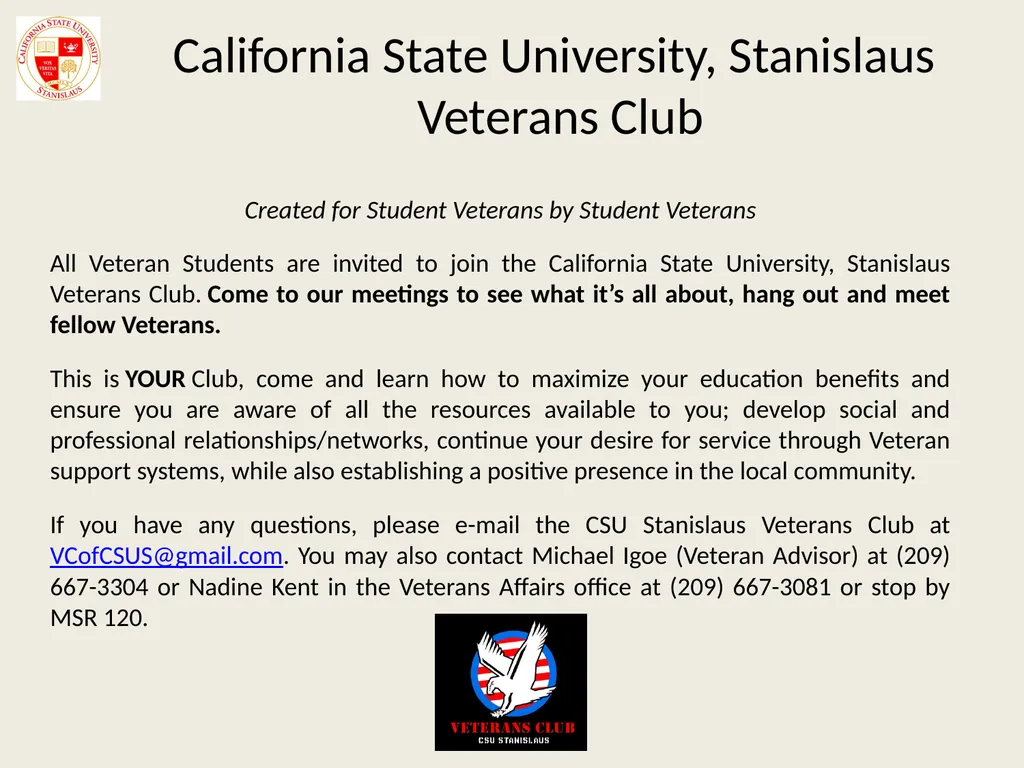 California State University, Stanislaus Veterans - slide 15 of 20