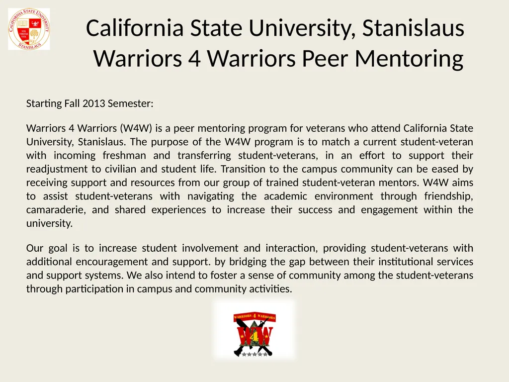 California State University, Stanislaus Veterans - slide 16 of 20