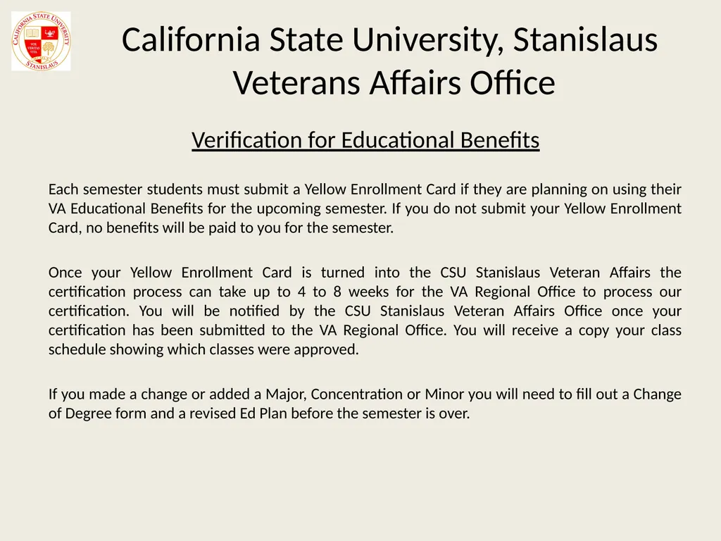 California State University, Stanislaus Veterans - slide 8 of 20