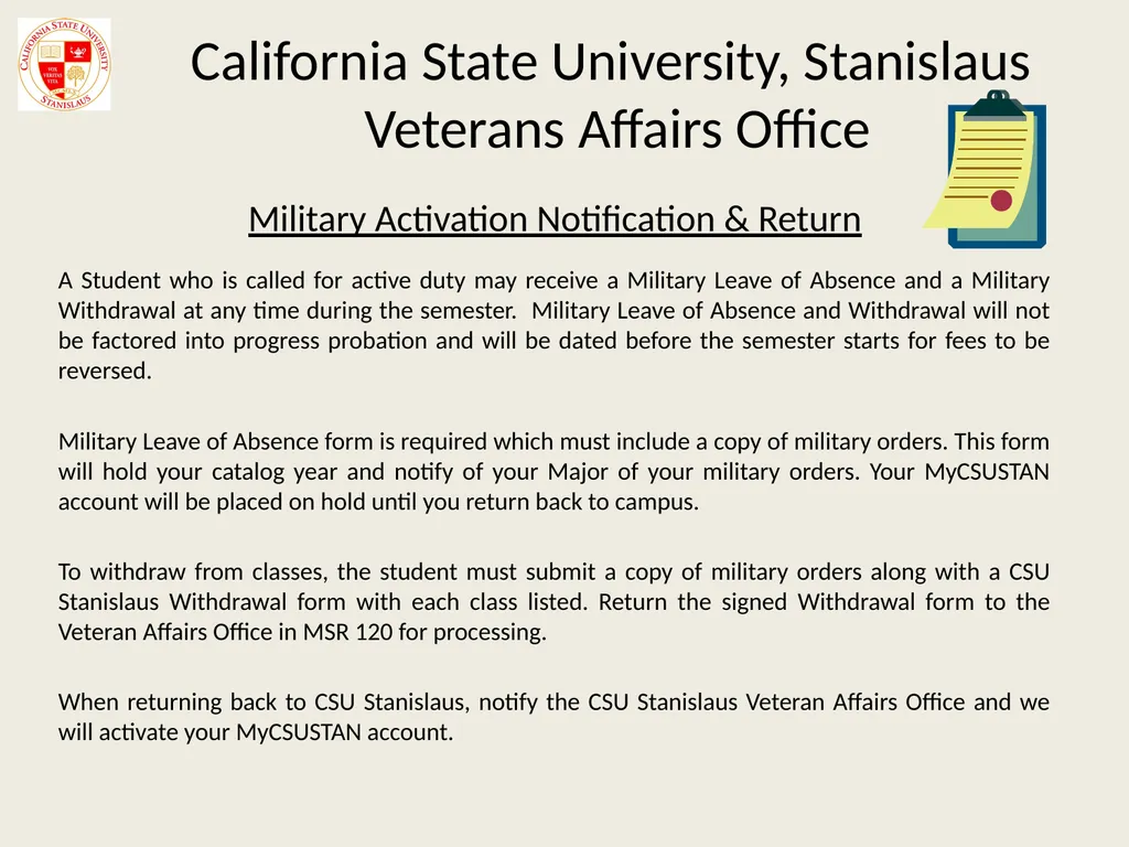 California State University, Stanislaus Veterans - slide 9 of 20