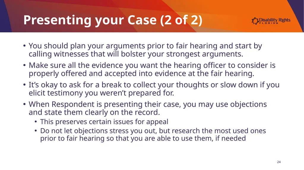 Presenting Your Medicaid Fair Hearing Angela Gerig - slide 24 of 30