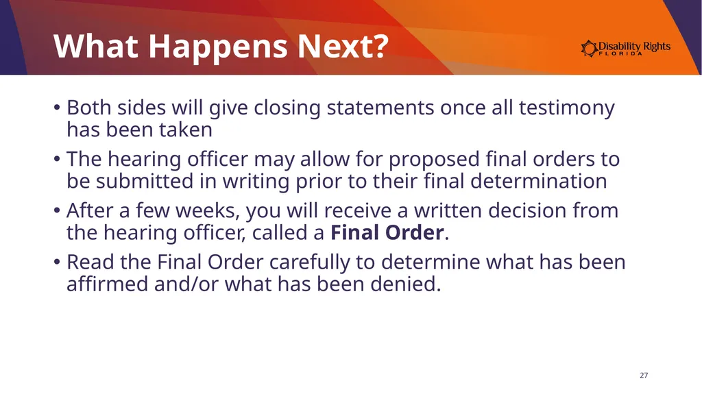 Presenting Your Medicaid Fair Hearing Angela Gerig - slide 27 of 30