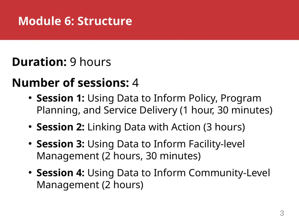 MODULE 6: RHIS Data Demand and Use ROUTINE HEALTH - slide 3 of 6