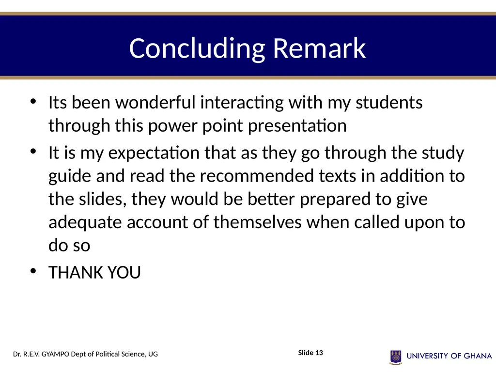 POLI 112 POLITICAL INSTITUTIONS Session 12 – - slide 13 of 13
