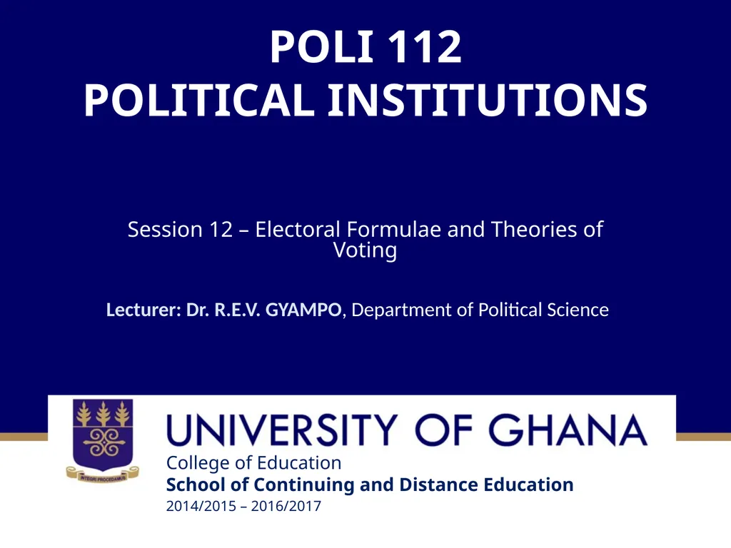 POLI 112 POLITICAL INSTITUTIONS Session 12 – - slide 1 of 13