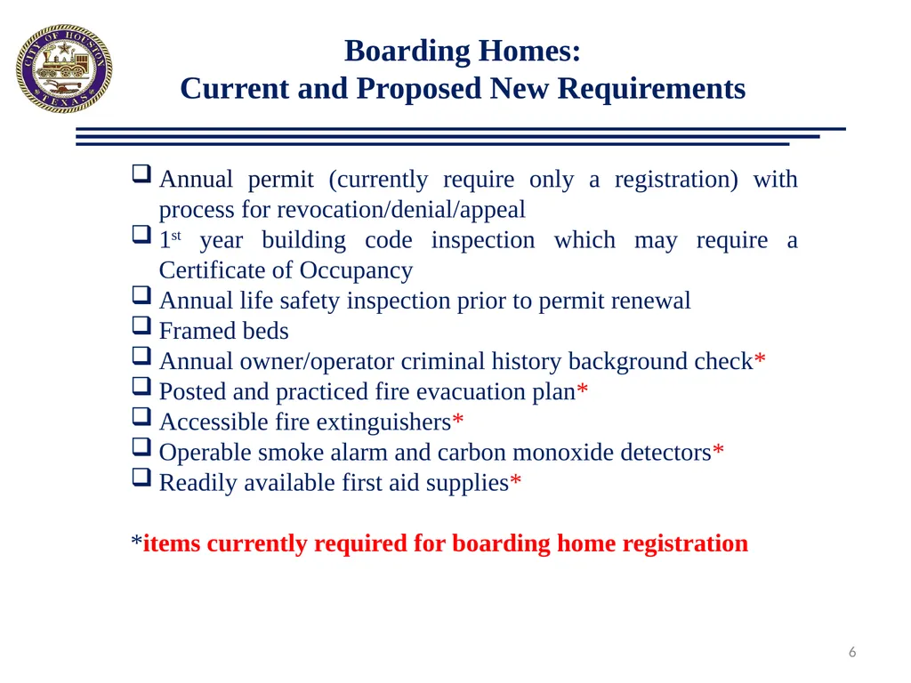 Proposed Ordinance Changes: Boarding Homes/Lodging - slide 6 of 17