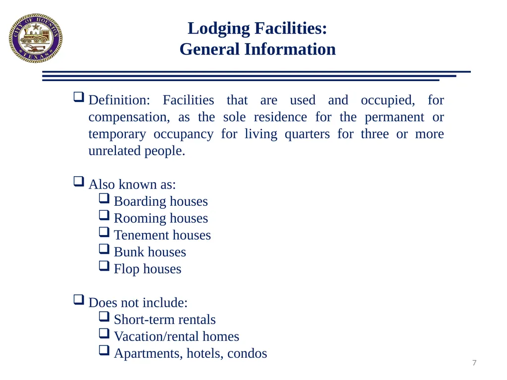 Proposed Ordinance Changes: Boarding Homes/Lodging - slide 7 of 17
