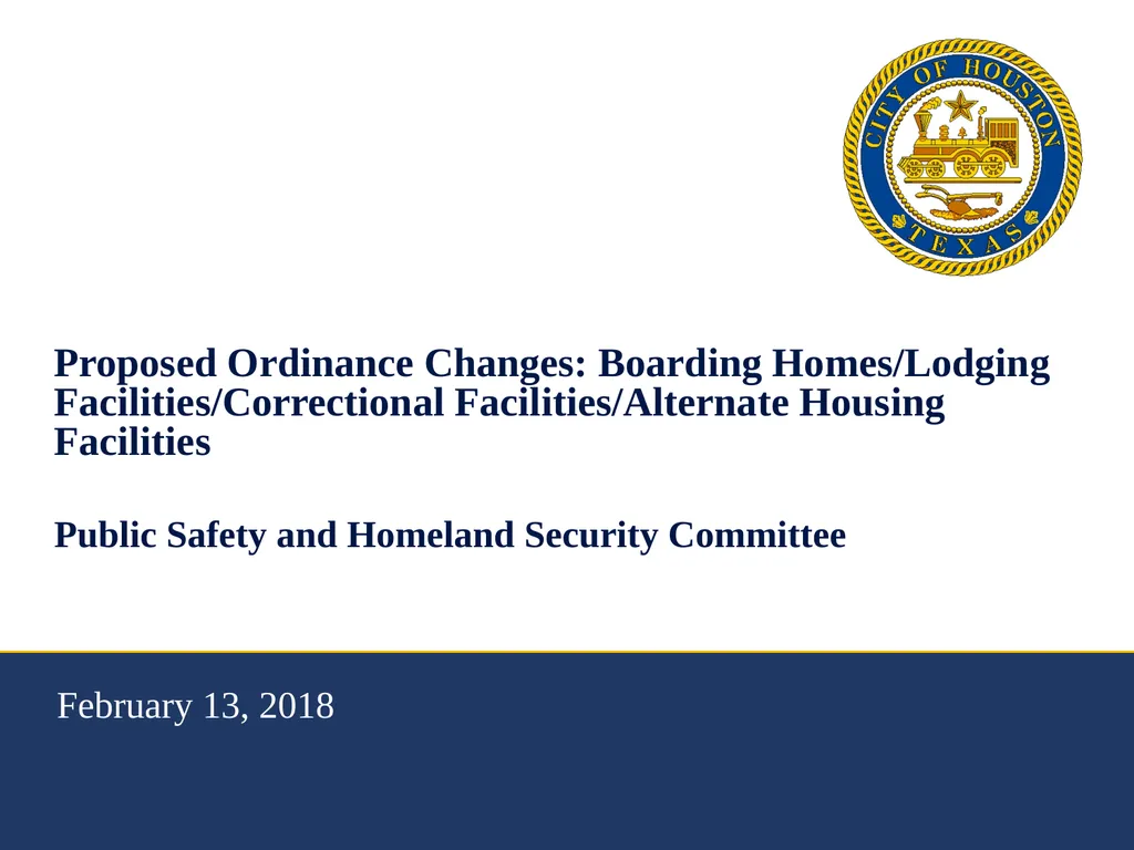 Proposed Ordinance Changes: Boarding Homes/Lodging - slide 1 of 17