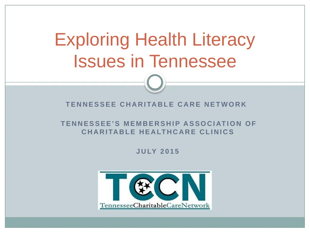 Tennessee Charitable Care Network Tennessee’s - slide 1 of 28
