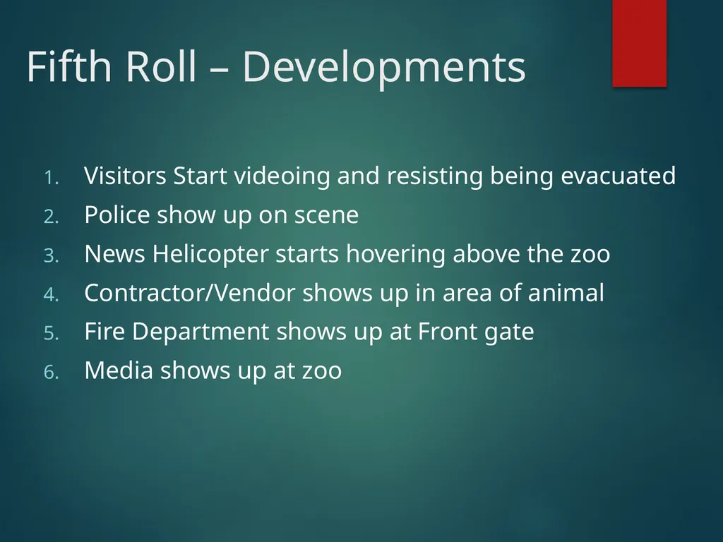ANIMAL ESCAPE TABLETOP DRILL Your institution - slide 19 of 21
