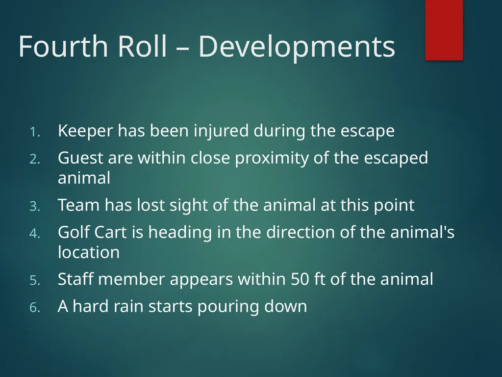 ANIMAL ESCAPE TABLETOP DRILL Your institution - slide 17 of 21