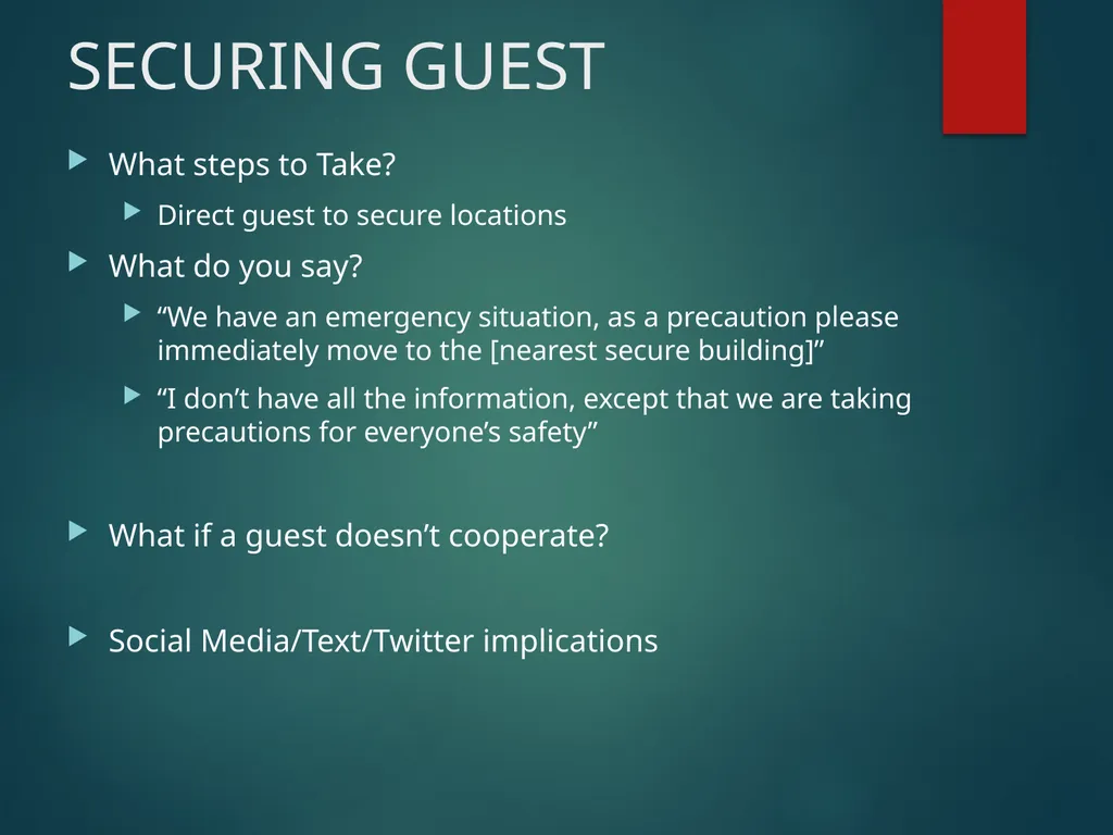 ANIMAL ESCAPE TABLETOP DRILL Your institution - slide 8 of 21