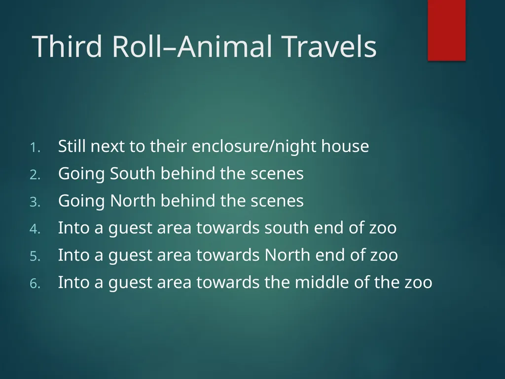 ANIMAL ESCAPE TABLETOP DRILL Your institution - slide 15 of 21