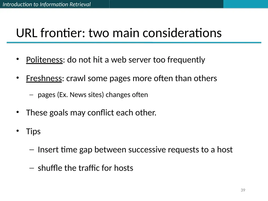 Lecture 7 : Web Search & Mining (2) 楊立偉教授 台灣科大資管系 - slide 39 of 61