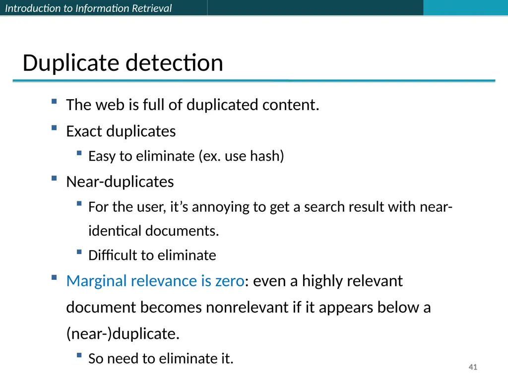 Lecture 7 : Web Search & Mining (2) 楊立偉教授 台灣科大資管系 - slide 41 of 61