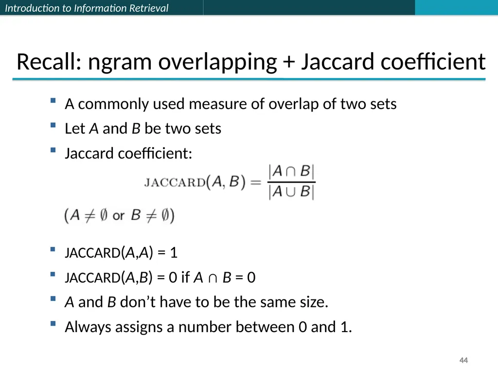 Lecture 7 : Web Search & Mining (2) 楊立偉教授 台灣科大資管系 - slide 44 of 61