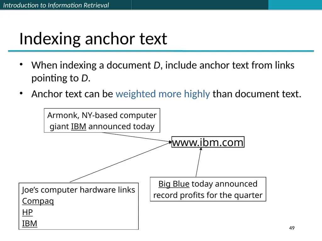 Lecture 7 : Web Search & Mining (2) 楊立偉教授 台灣科大資管系 - slide 49 of 61