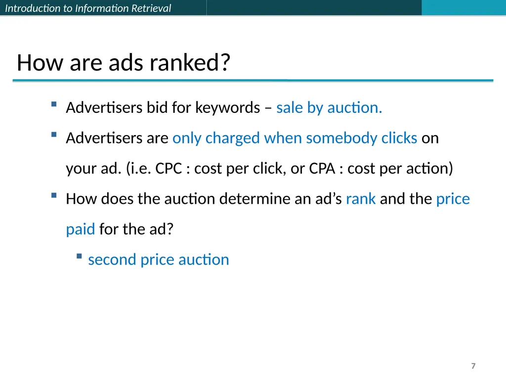 Lecture 7 : Web Search & Mining (2) 楊立偉教授 台灣科大資管系 - slide 7 of 61