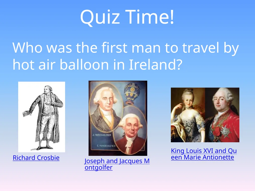 Hot-Air Balloons! Hot-air balloons were first used - slide 21 of 23