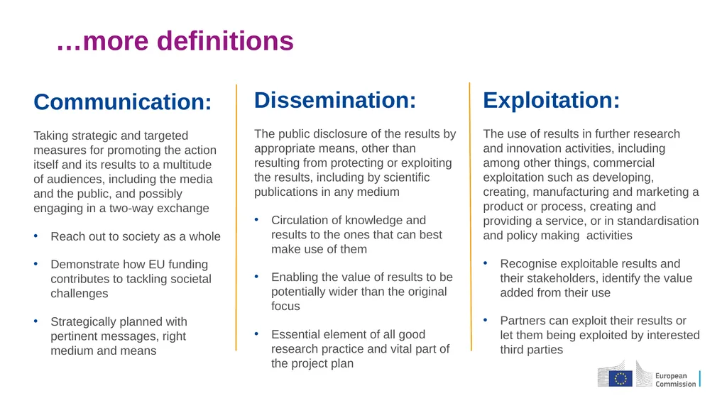 Communication, Dissemination, Exploitation and IP - slide 4 of 20