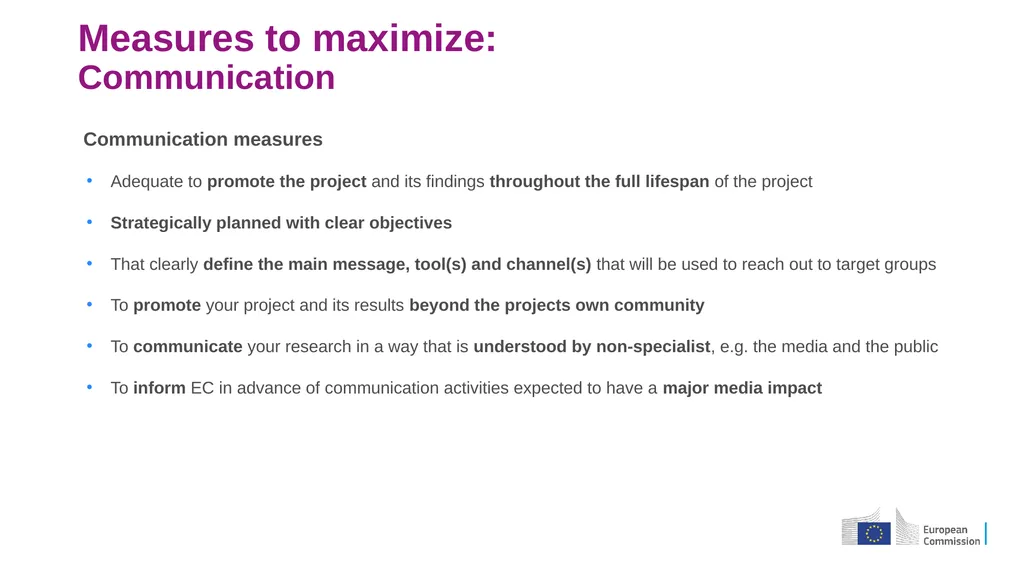 Communication, Dissemination, Exploitation and IP - slide 14 of 20