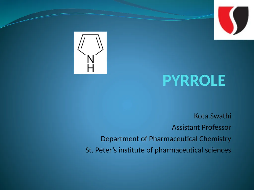 PYRROLE Kota.Swathi Assistant Professor Department - slide 1 of 8