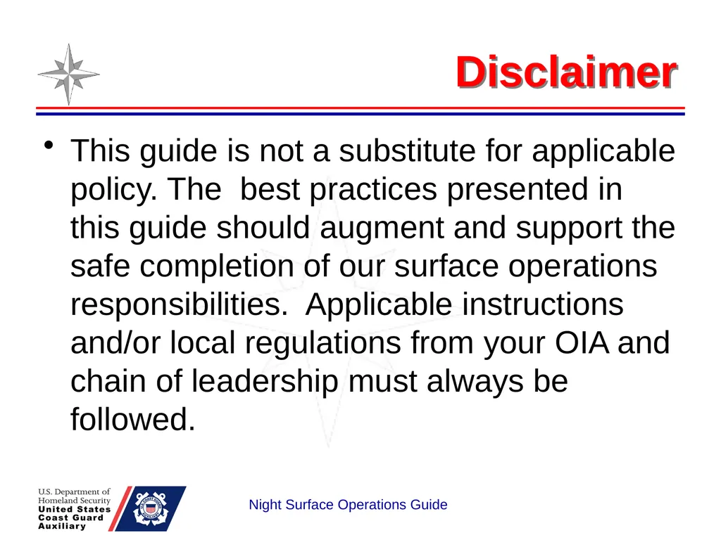 Night Surface Operations GUIDE National Response - slide 2 of 26