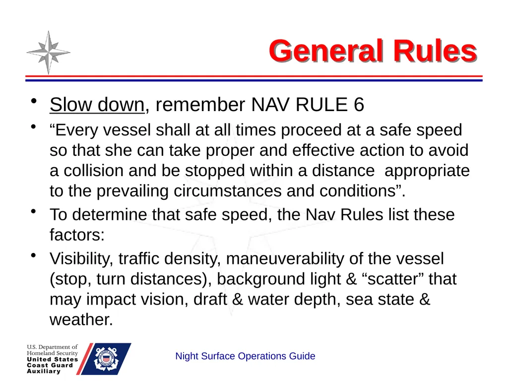 Night Surface Operations GUIDE National Response - slide 9 of 26
