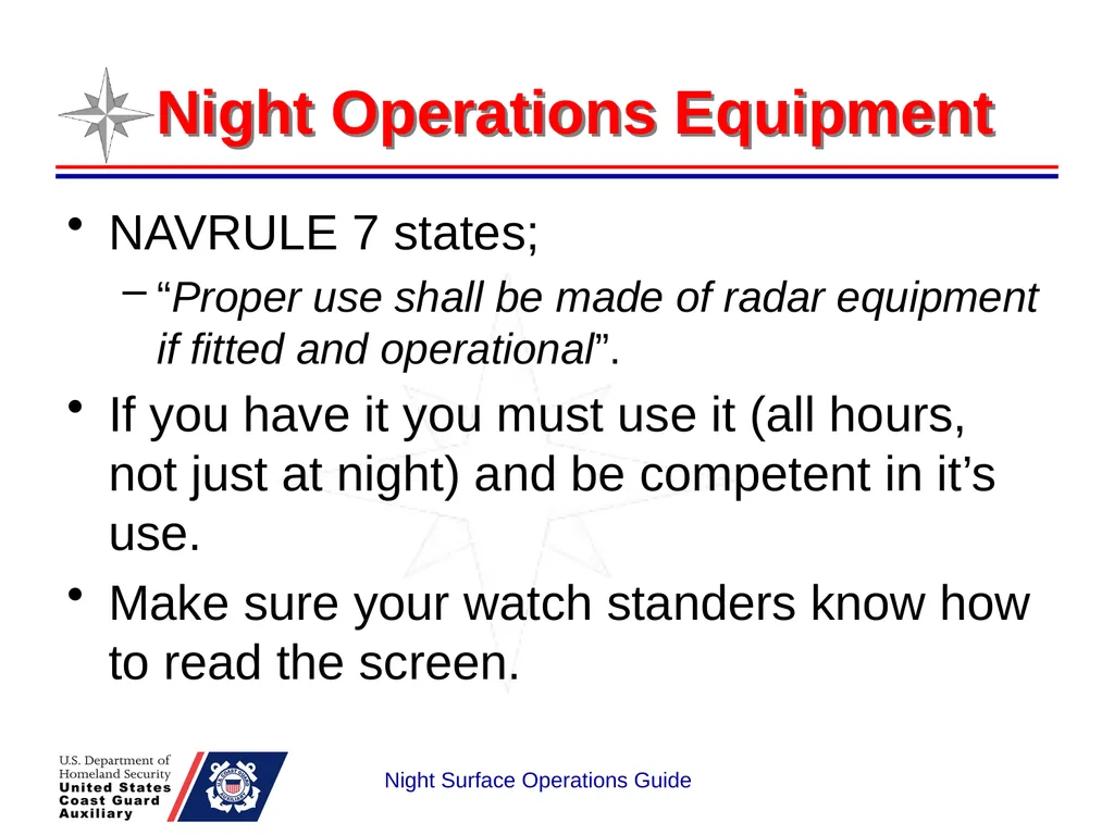 Night Surface Operations GUIDE National Response - slide 21 of 26