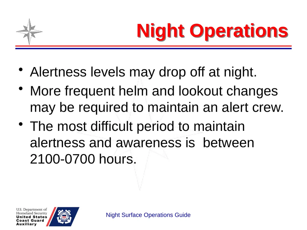 Night Surface Operations GUIDE National Response - slide 15 of 26