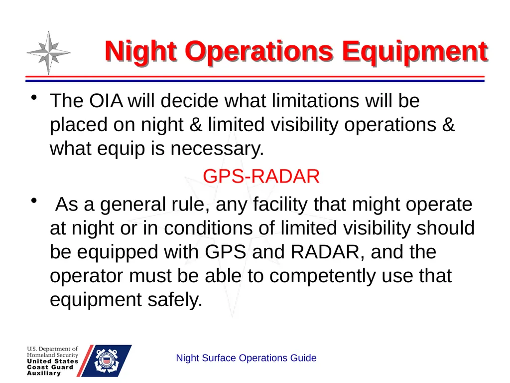 Night Surface Operations GUIDE National Response - slide 20 of 26