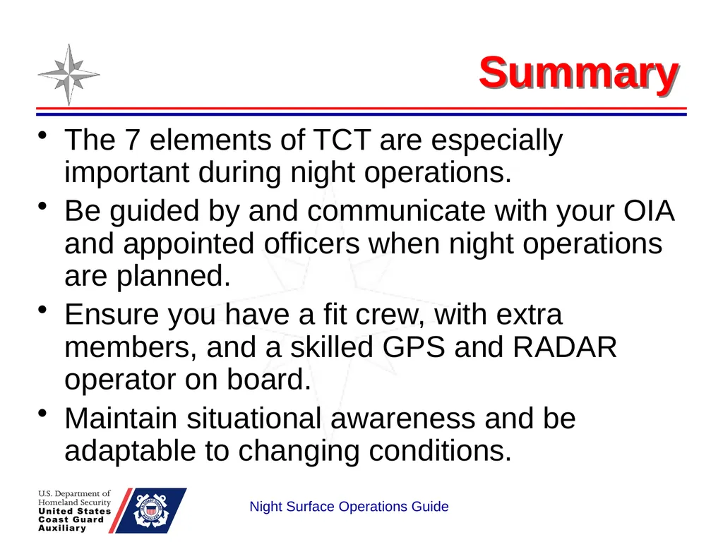 Night Surface Operations GUIDE National Response - slide 24 of 26