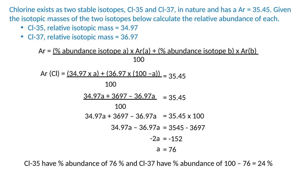 Isotopes, Relative Atomic Mass and Mass - slide 9 of 17