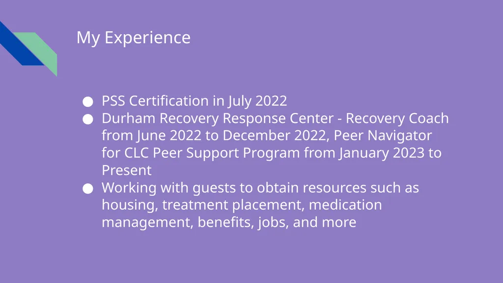 Peer Support in Community and Outpatient Settings: - slide 2 of 7