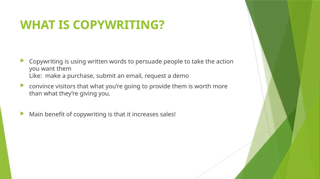 Copywriting Training Write a copy that sells WHAT - slide 2 of 12