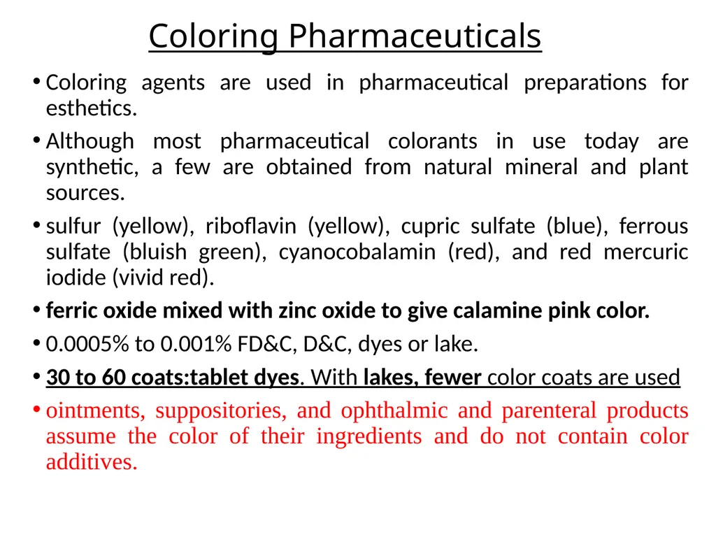 Dosage Form Design PHARMACEUTICAL INGREDIENTS AND - slide 10 of 21