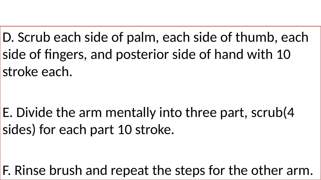 Fundamentals of Nursing(1st Stage) Surgical hand - slide 14 of 21