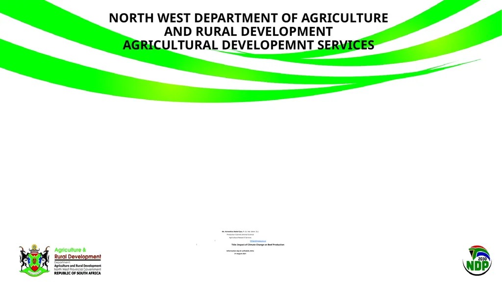 NORTH WEST DEPARTMENT OF AGRICULTURE AND RURAL - slide 1 of 12