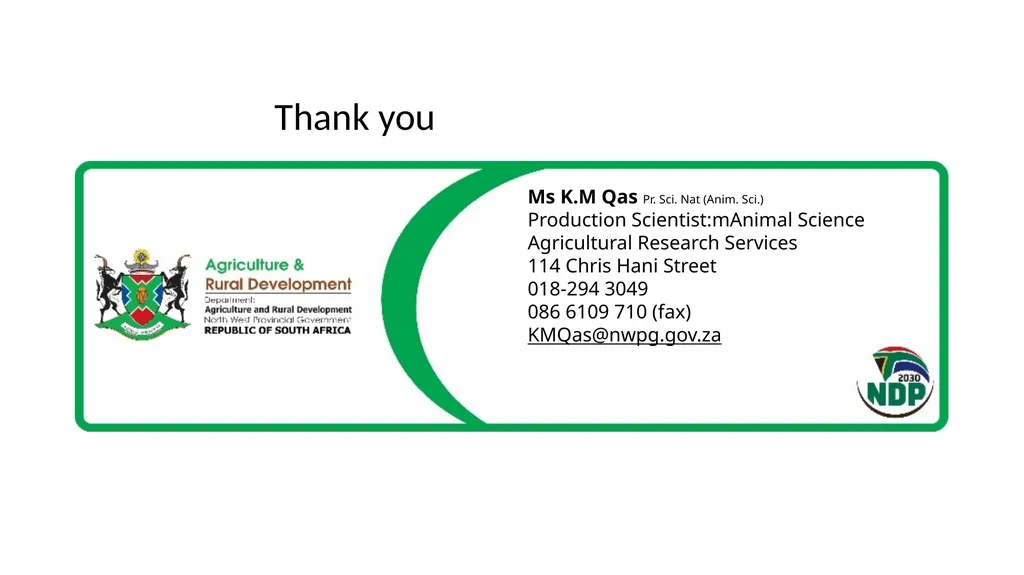 NORTH WEST DEPARTMENT OF AGRICULTURE AND RURAL - slide 12 of 12