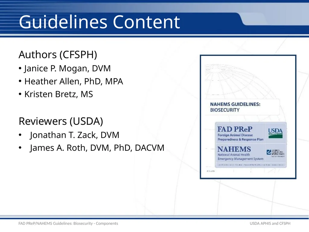 Biosecurity Components – C&D and Biosecurity - slide 18 of 19