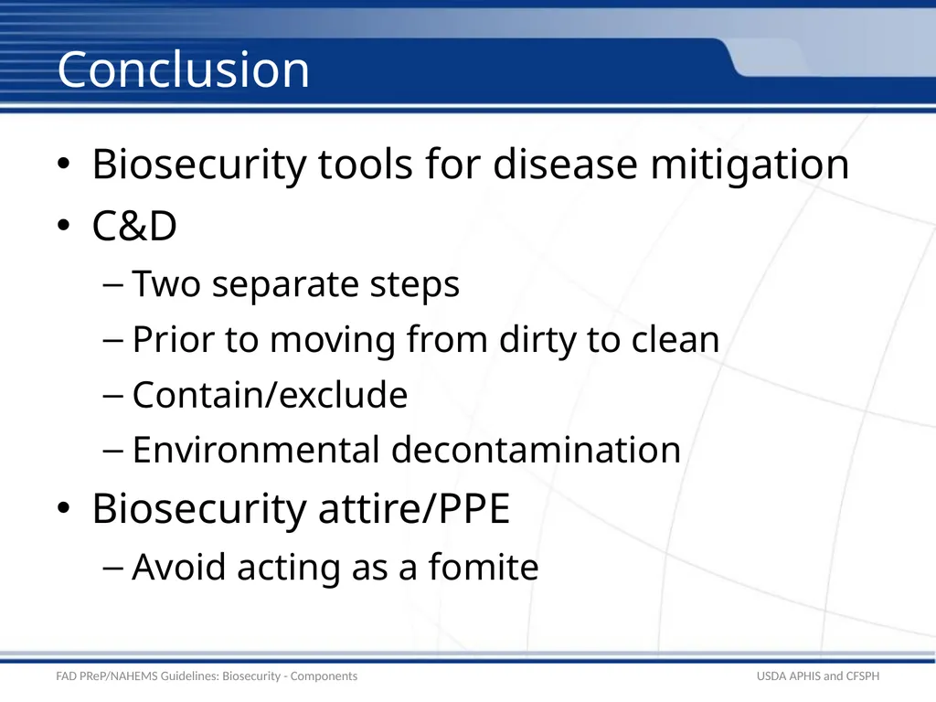 Biosecurity Components – C&D and Biosecurity - slide 16 of 19