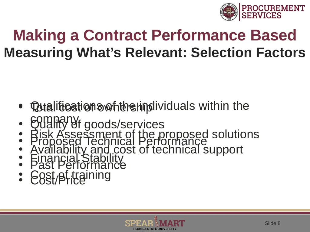 Performance Based Contracting Adopting A - slide 8 of 31