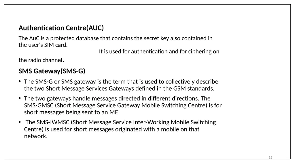 1 Subject Name: wireless network Presentation - slide 12 of 18