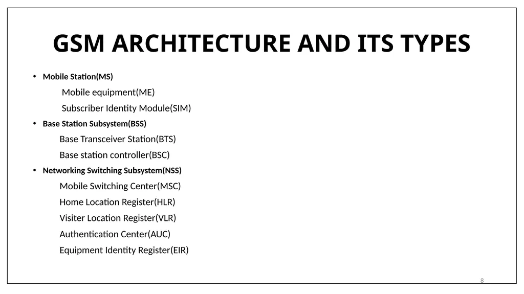 1 Subject Name: wireless network Presentation - slide 8 of 18