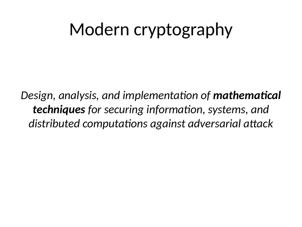 Cryptography Lecture 1 Welcome! Crypto is amazing! - slide 19 of 43