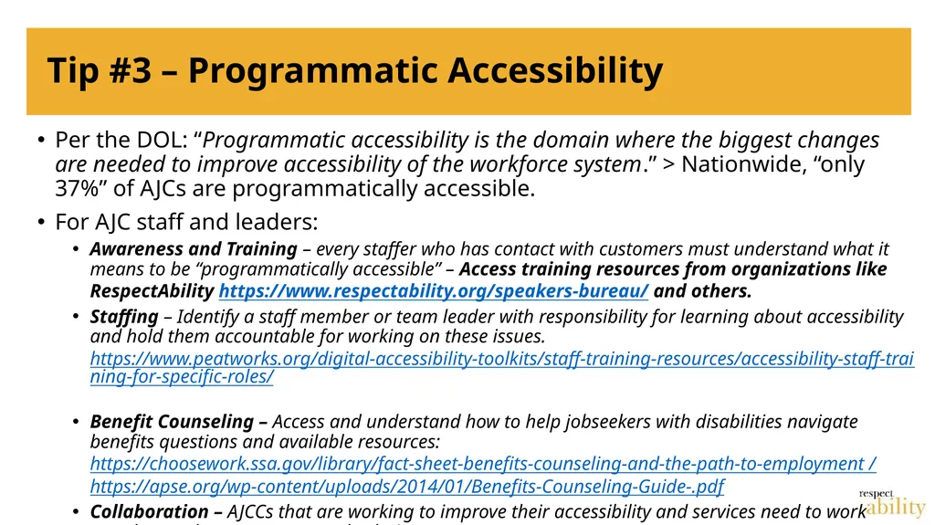 From Compliance to Programmatic Accessibility: - slide 12 of 19