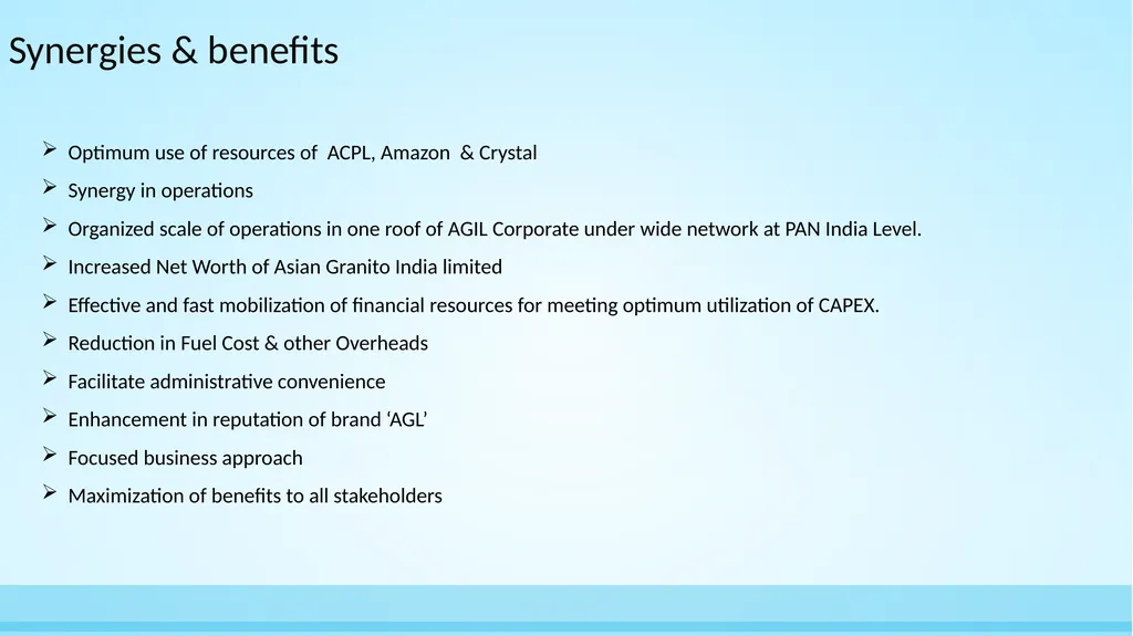 Asian Granito India Ltd Amalgamation with - slide 19 of 22