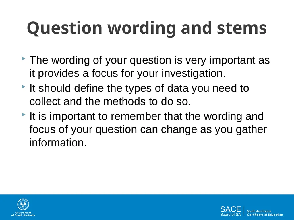 Question Design for Investigations Activities and - slide 15 of 29